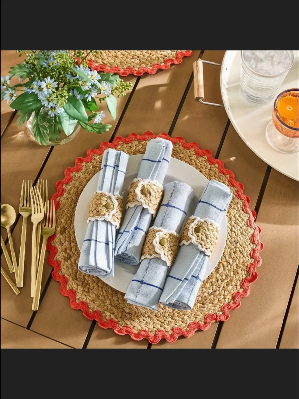 4pk woven Jute Napkin Rings Natural - Hearth & Hand with Magnolia